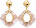 Pendientes Colgantes para Mujer Chapados en Oro 18K | Aguja de Plata S925 Hipoalergénica, Diseño Geométrico Rosa Marmoleado, Ligeros