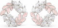 Pendientes de Botón para Mujer con Diseño de Corona de Hojas, Latón Chapado en Oro de 18K, Hipoalergénicos, Pendientes Florales con Circonitas Brillantes, Ideal para Regalo