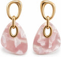 Pendientes Largos Colgantes Mujer, Plata S925, Oro 18K, Acrílico Rosa | Hipoalergénicos, Latón Chapado en Oro 18K, Marmoleado Rosa, Elegantes para Fiesta, Regalo
