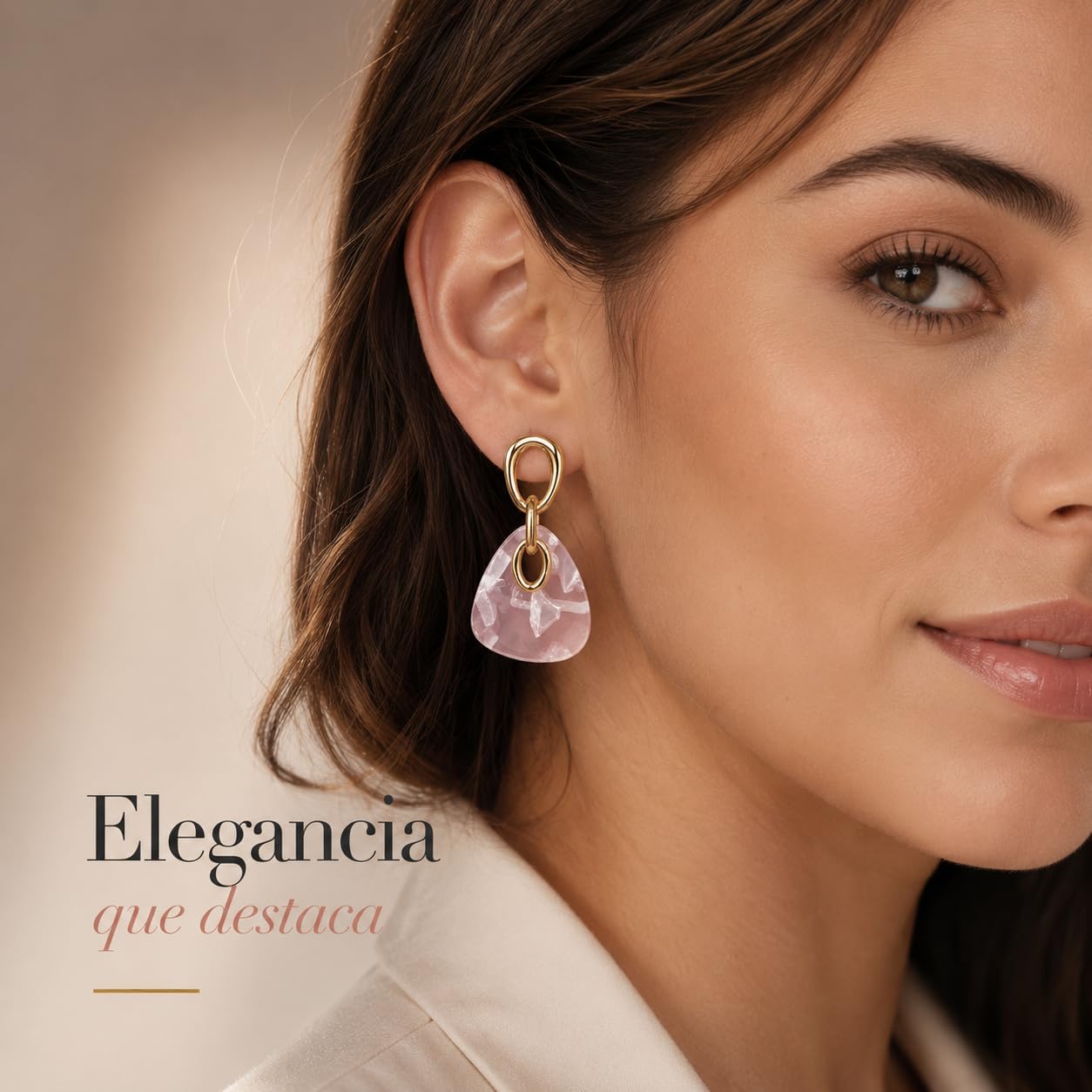 Pendientes Largos Colgantes Mujer, Plata S925, Oro 18K, Acrílico Rosa | Hipoalergénicos, Latón Chapado en Oro 18K, Marmoleado Rosa, Elegantes para Fiesta, Regalo