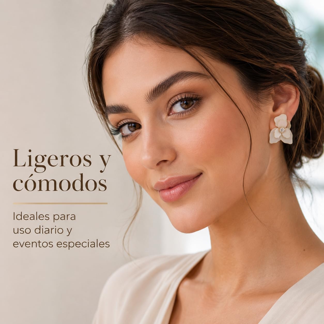 Pendientes de Flor para Mujer, Latón Chapado en Oro 18K y Poste de Plata S925, Hipoalergénicos, Elegantes para Diario, Fiesta, Boda y Regalo