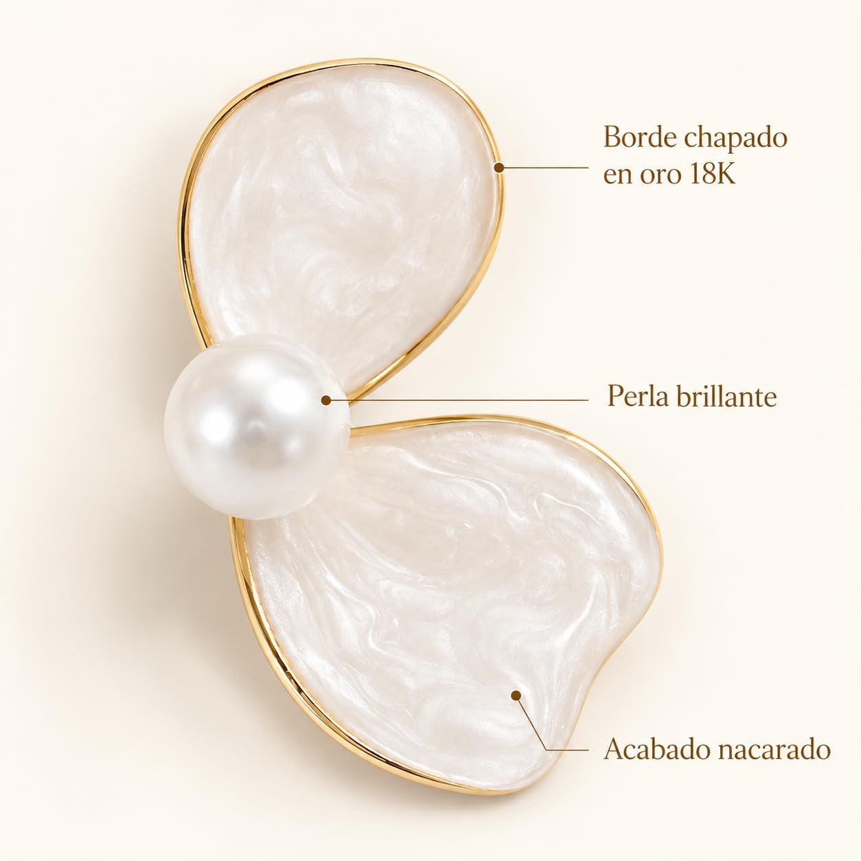 Flor Nacarada con Perla, Pendientes Florales Mujer, Latón Chapado en Oro 18K y Aguja de Plata S925, Hipoalergénicos, Pendientes Elegantes para Fiesta, Boda, Diario y Regalo