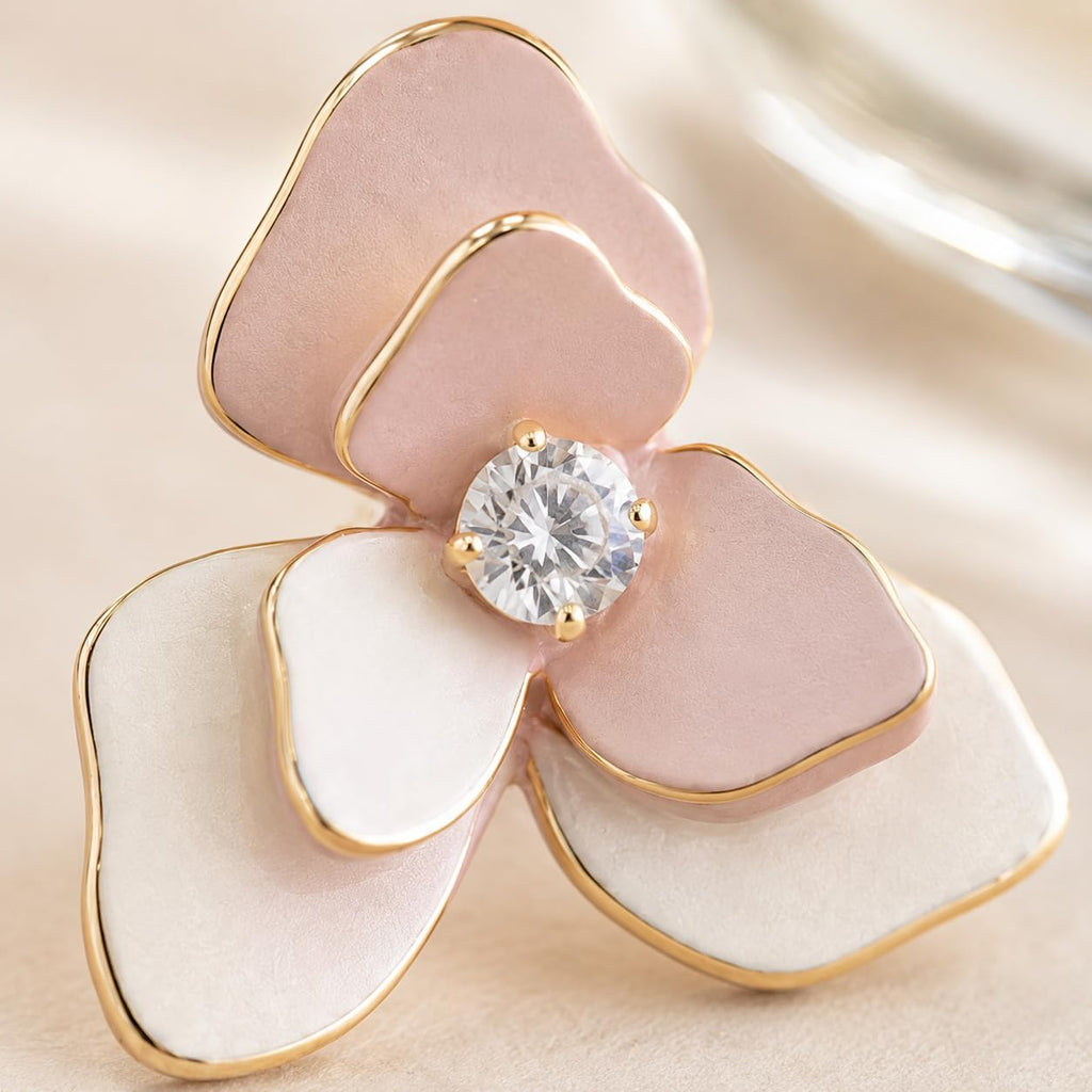 Pendientes de Flor Rosa para Mujer, Latón Chapado en Oro 18K y Poste de Plata S925, Hipoalergénicos, Elegantes para Diario, Fiesta, Boda y Regalo