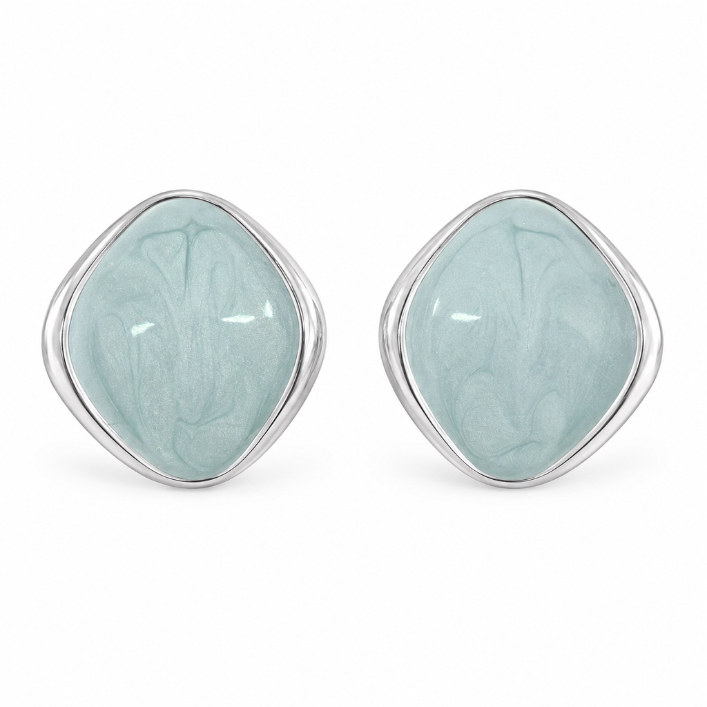 Pendientes Mujer de Latón Chapado en Oro 18K con Poste de Plata S925, Pendientes Hipoalergénicos Ligeros, Diseño Marmoleado Azul, Pendientes Elegantes para Diario, Fiesta y Regalo