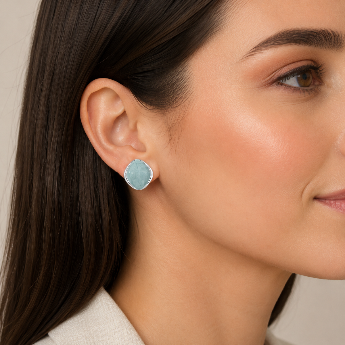 Pendientes Mujer de Latón Chapado en Oro 18K con Poste de Plata S925, Pendientes Hipoalergénicos Ligeros, Diseño Marmoleado Azul, Pendientes Elegantes para Diario, Fiesta y Regalo