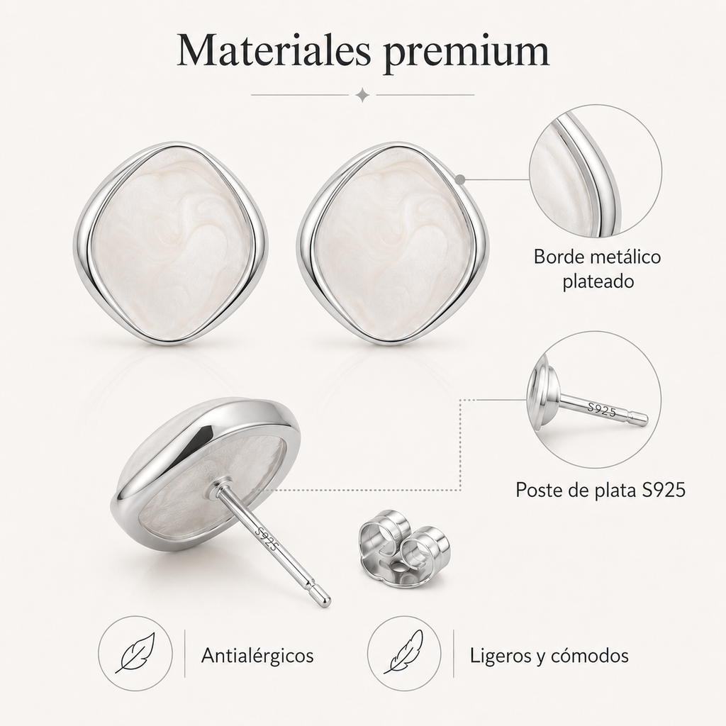 Pendientes Mujer de Latón Chapado en Oro 18K con Poste de Plata S925, Pendientes Hipoalergénicos Ligeros, Diseño Marmoleado Azul, Pendientes Elegantes para Diario, Fiesta y Regalo