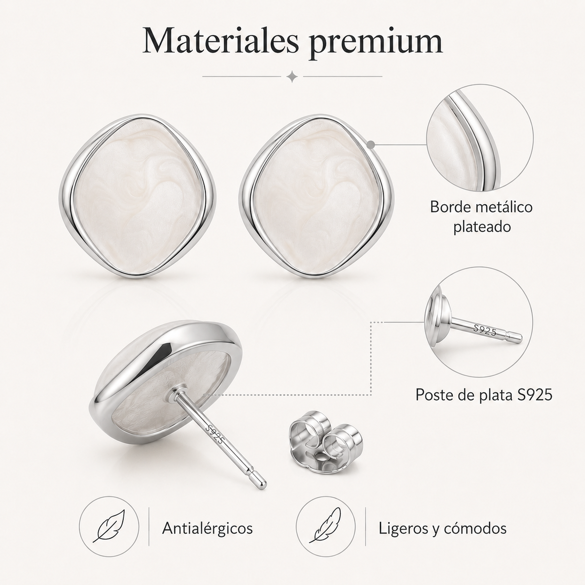 Pendientes Mujer de Latón Chapado en Oro 18K con Poste de Plata S925, Pendientes Hipoalergénicos Ligeros, Diseño Marmoleado Azul, Pendientes Elegantes para Diario, Fiesta y Regalo
